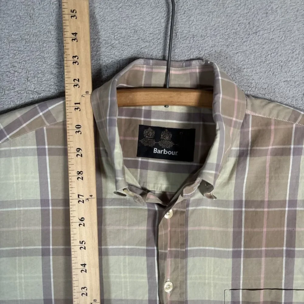 Barbour Shirt Men’s Size XL Plaid Button Up‎ Long Sleeve Camping Earth Tones